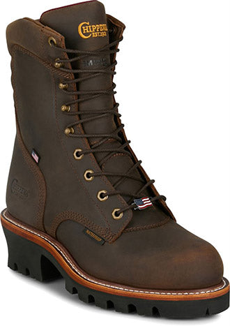 Men's Chippewa Boots 9" Steel Toe WP/Insulated Super Logger Work Boot (U.S.A.) SL5405